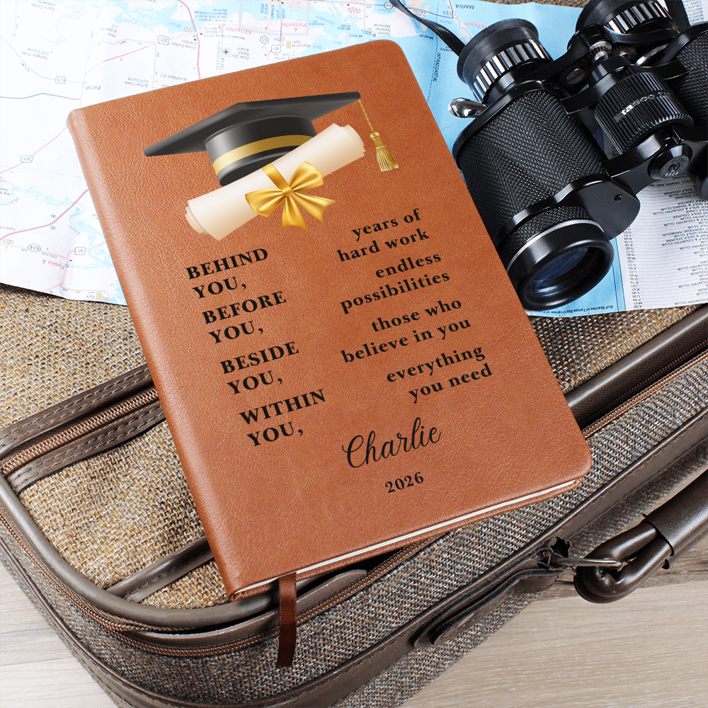 Personalized Graduation Journal Gift  Class of 2026 Leather Notebook | Inspirational Graduate Keepsake
