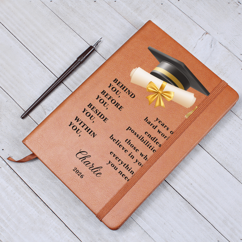 Personalized Graduation Journal Gift  Class of 2026 Leather Notebook | Inspirational Graduate Keepsake