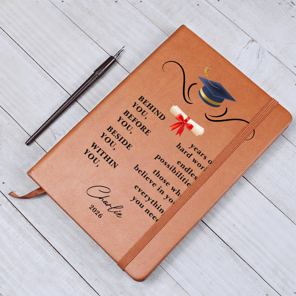 Personalized Vegan Leather Graduation Journal | College Graduate Gift | Custom Keepsake Notebook
