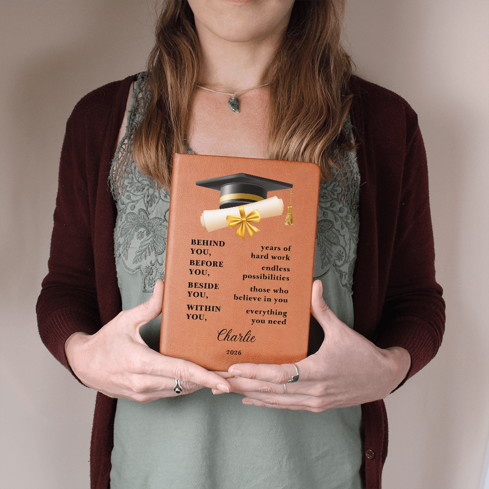 Personalized Graduation Journal Gift  Class of 2026 Leather Notebook | Inspirational Graduate Keepsake