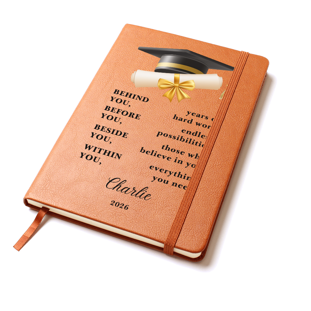 Personalized Graduation Journal Gift  Class of 2026 Leather Notebook | Inspirational Graduate Keepsake