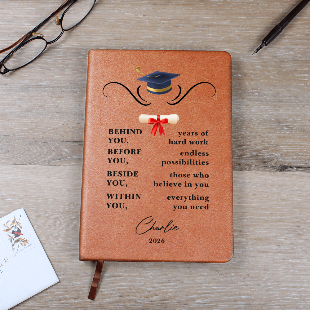 Personalized Vegan Leather Graduation Journal | College Graduate Gift | Custom Keepsake Notebook