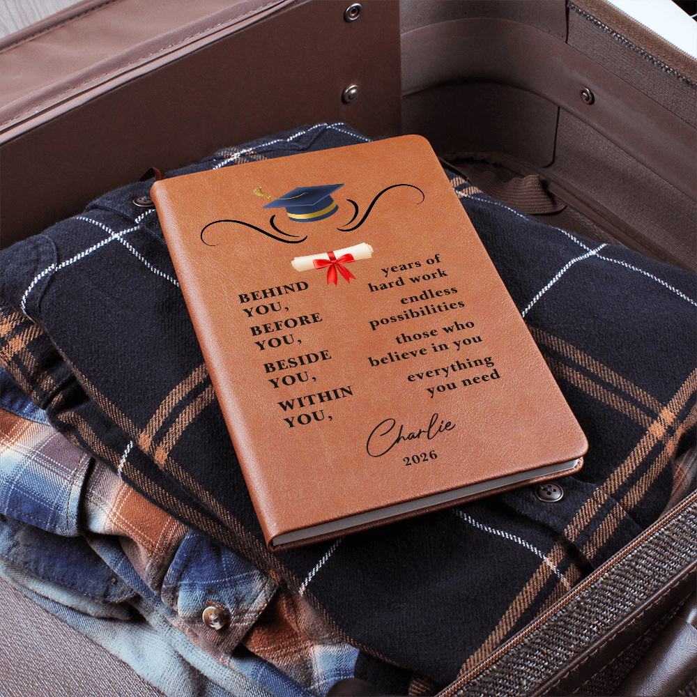 Personalized Vegan Leather Graduation Journal | College Graduate Gift | Custom Keepsake Notebook