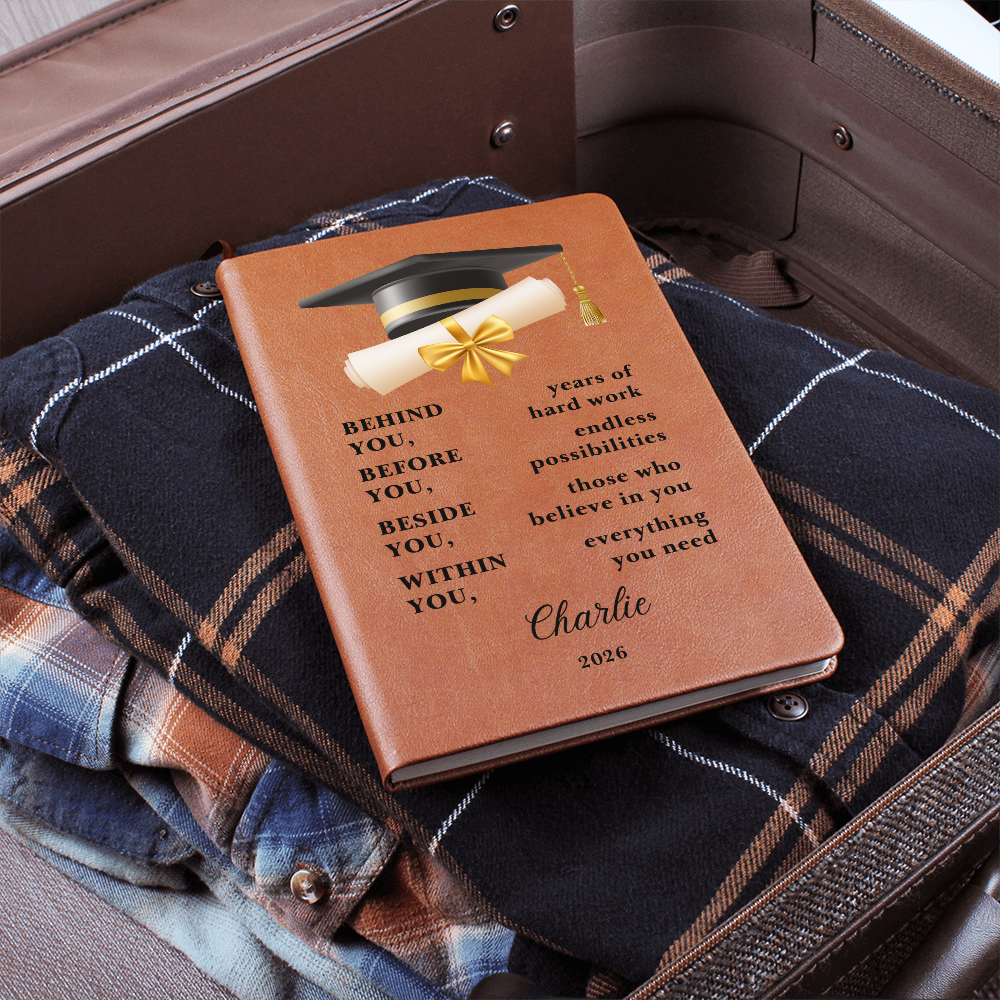 Personalized Graduation Journal Gift  Class of 2026 Leather Notebook | Inspirational Graduate Keepsake