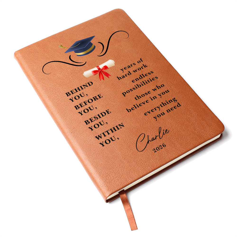 Personalized Vegan Leather Graduation Journal | College Graduate Gift | Custom Keepsake Notebook