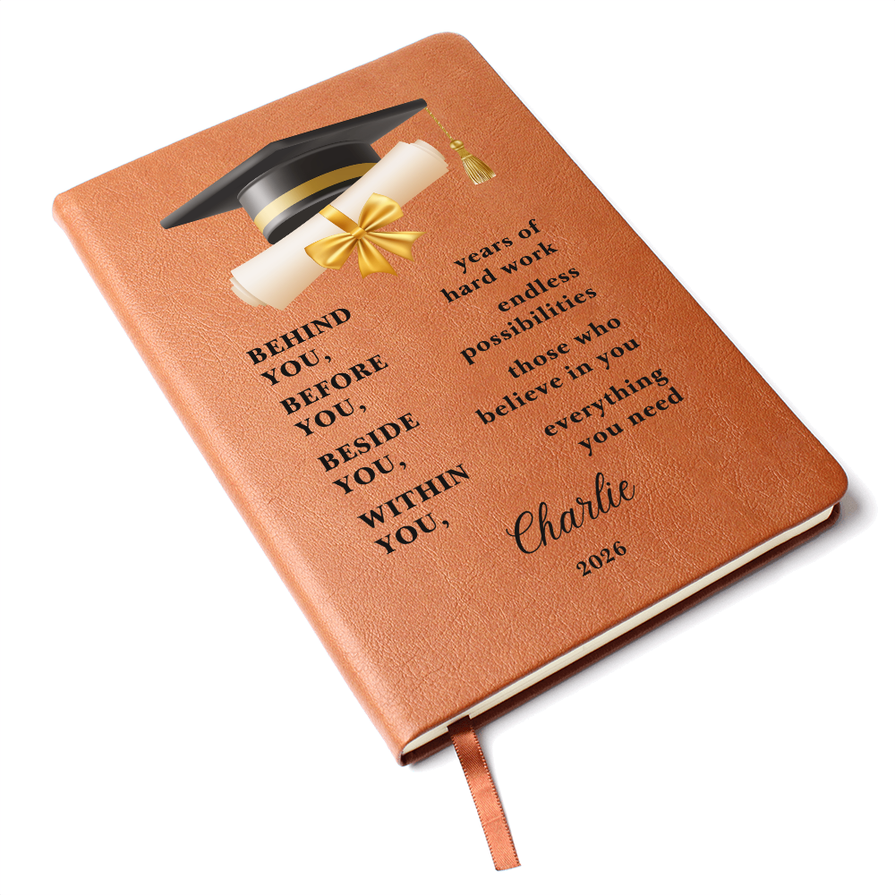 Personalized Graduation Journal Gift  Class of 2026 Leather Notebook | Inspirational Graduate Keepsake
