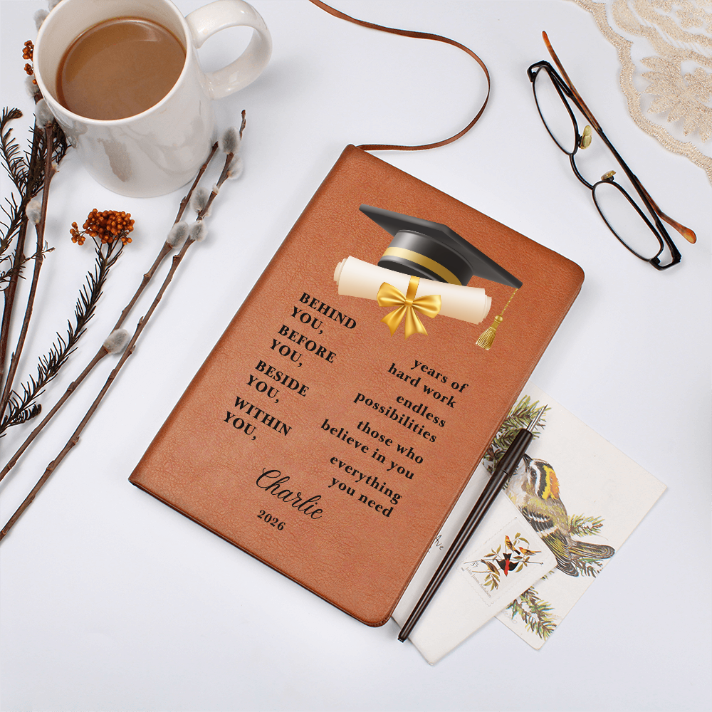 Personalized Graduation Journal Gift  Class of 2026 Leather Notebook | Inspirational Graduate Keepsake