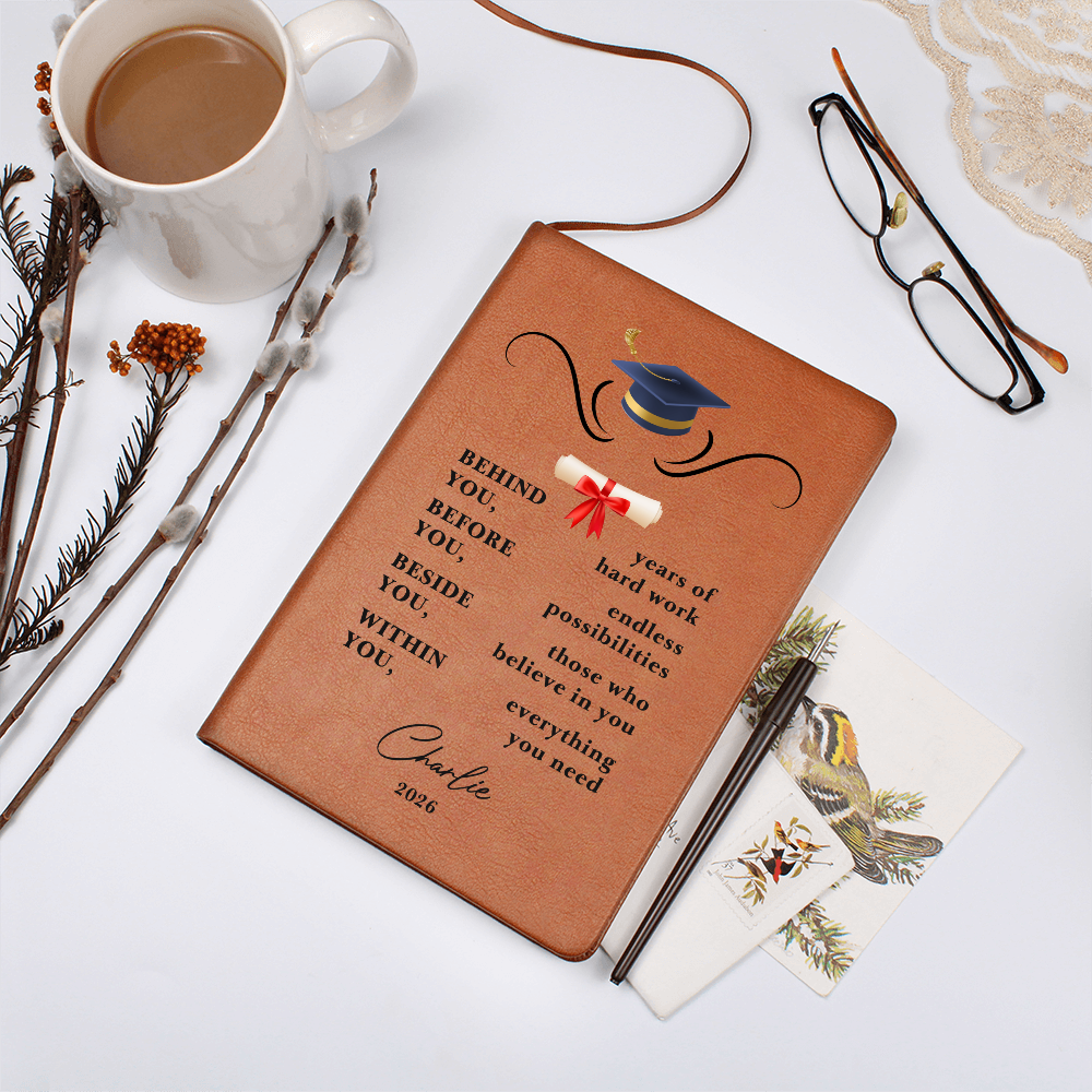 Personalized Vegan Leather Graduation Journal | College Graduate Gift | Custom Keepsake Notebook
