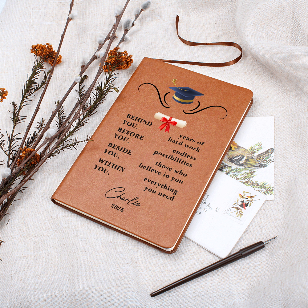 Personalized Vegan Leather Graduation Journal | College Graduate Gift | Custom Keepsake Notebook
