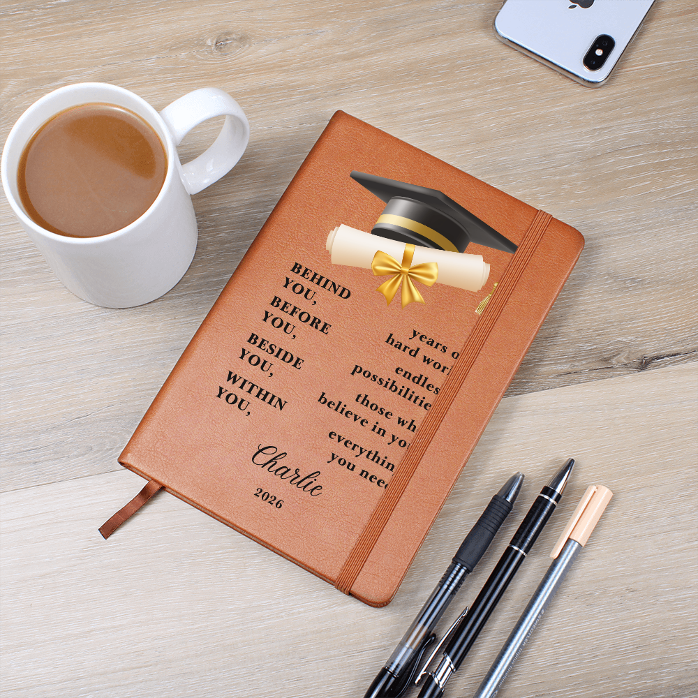 Personalized Graduation Journal Gift  Class of 2026 Leather Notebook | Inspirational Graduate Keepsake