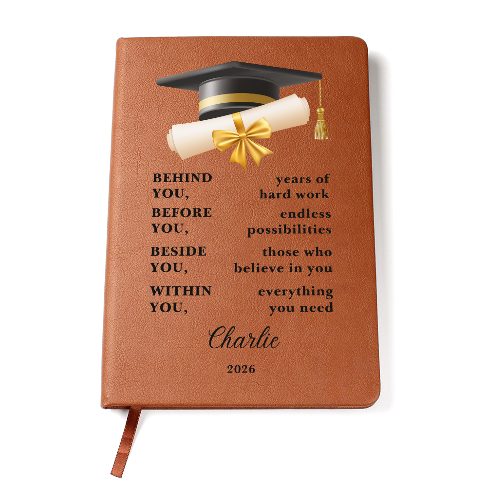 Personalized Graduation Journal Gift  Class of 2026 Leather Notebook | Inspirational Graduate Keepsake