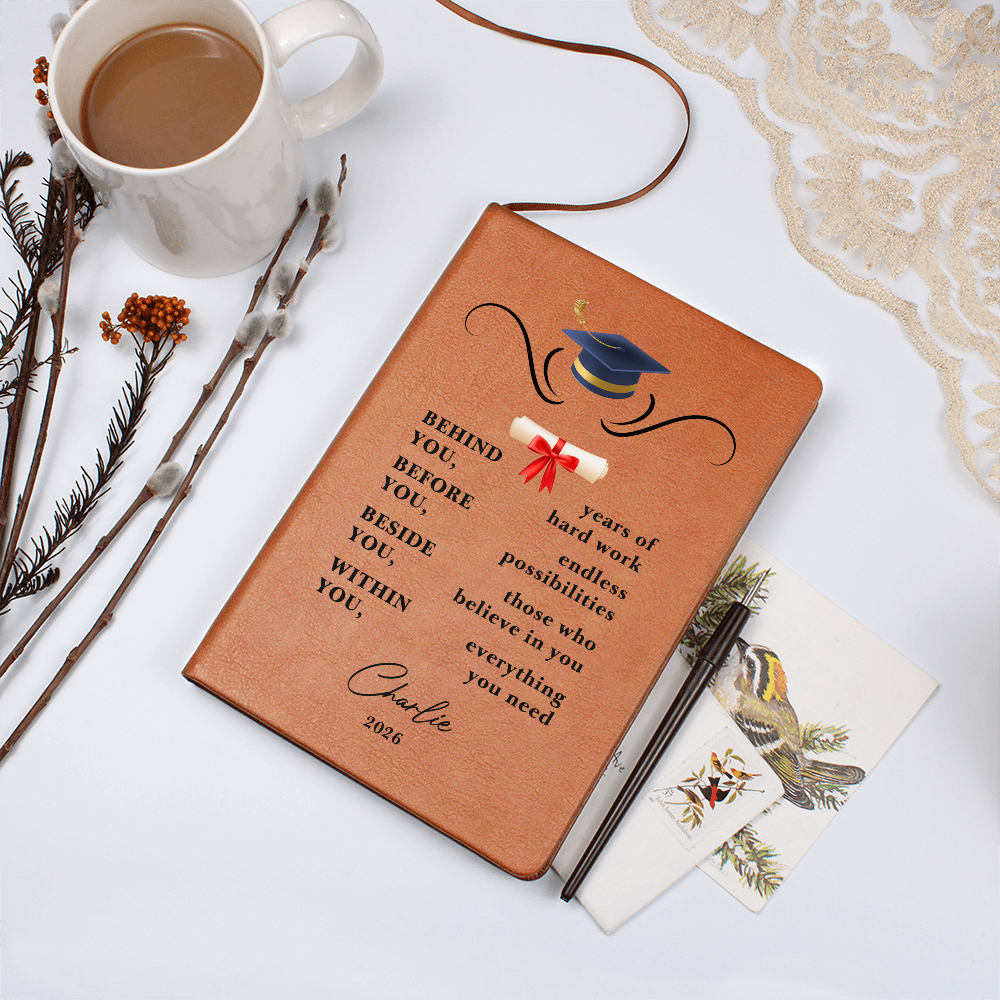 Personalized Vegan Leather Graduation Journal | College Graduate Gift | Custom Keepsake Notebook