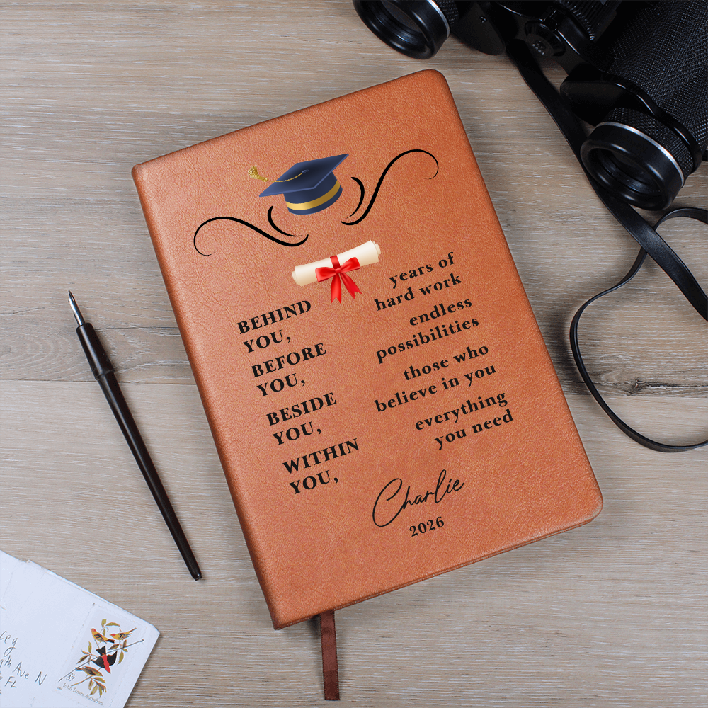 Personalized Vegan Leather Graduation Journal | College Graduate Gift | Custom Keepsake Notebook