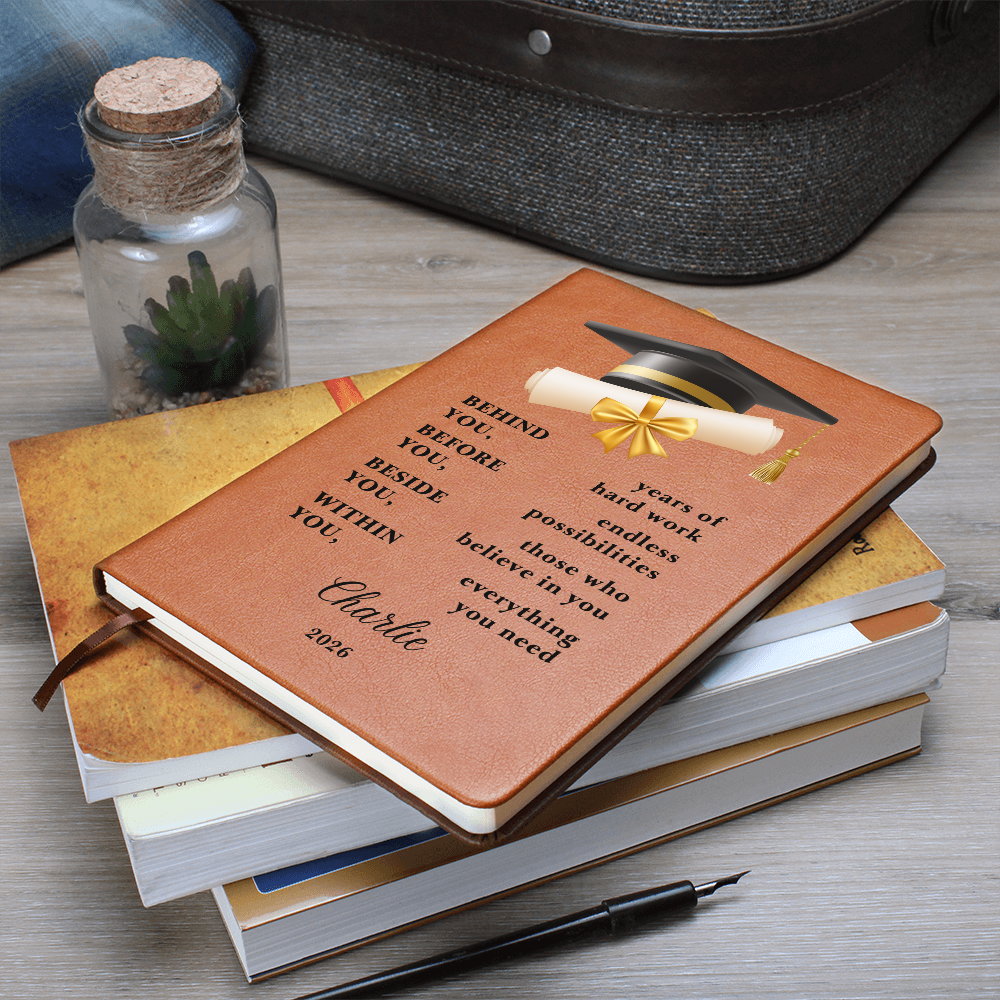 Personalized Graduation Journal Gift  Class of 2026 Leather Notebook | Inspirational Graduate Keepsake