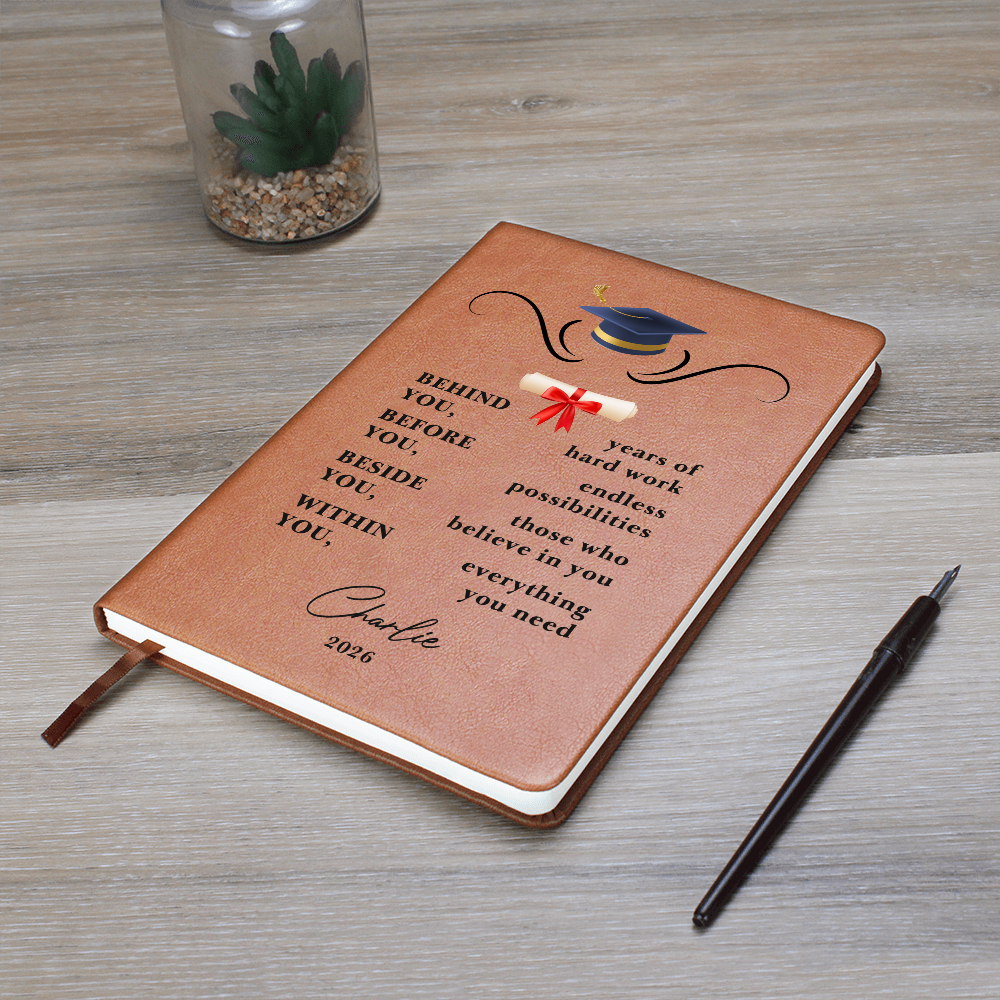 Personalized Vegan Leather Graduation Journal | College Graduate Gift | Custom Keepsake Notebook