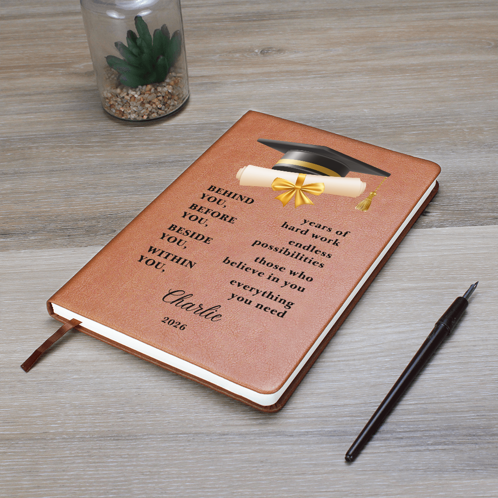 Personalized Graduation Journal Gift  Class of 2026 Leather Notebook | Inspirational Graduate Keepsake