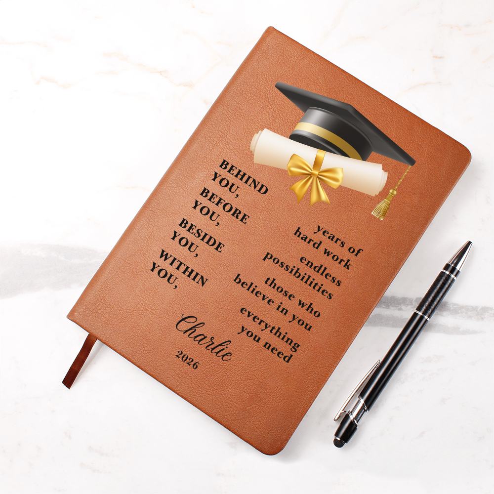 Personalized Graduation Journal Gift  Class of 2026 Leather Notebook | Inspirational Graduate Keepsake