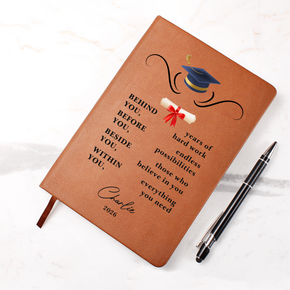 Personalized Vegan Leather Graduation Journal | College Graduate Gift | Custom Keepsake Notebook