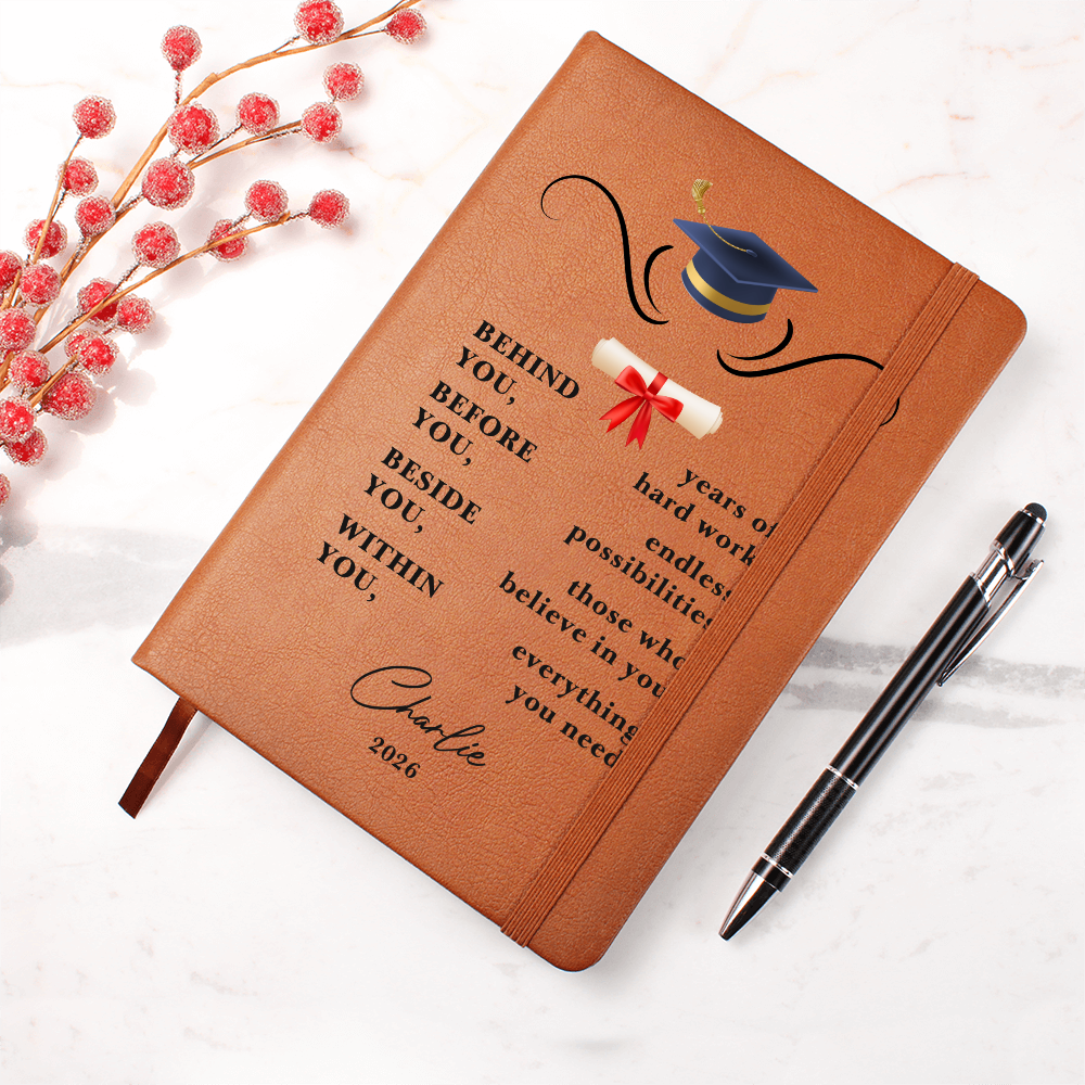 Personalized Vegan Leather Graduation Journal | College Graduate Gift | Custom Keepsake Notebook