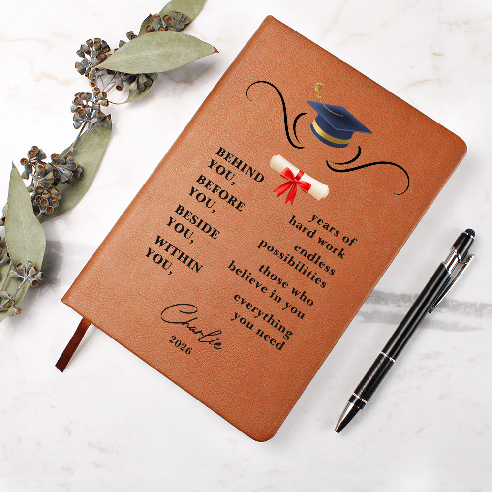 Personalized Vegan Leather Graduation Journal | College Graduate Gift | Custom Keepsake Notebook