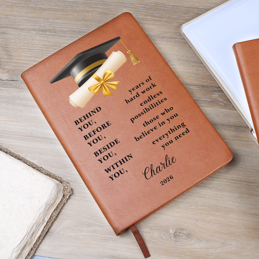 Personalized Graduation Journal Gift  Class of 2026 Leather Notebook | Inspirational Graduate Keepsake