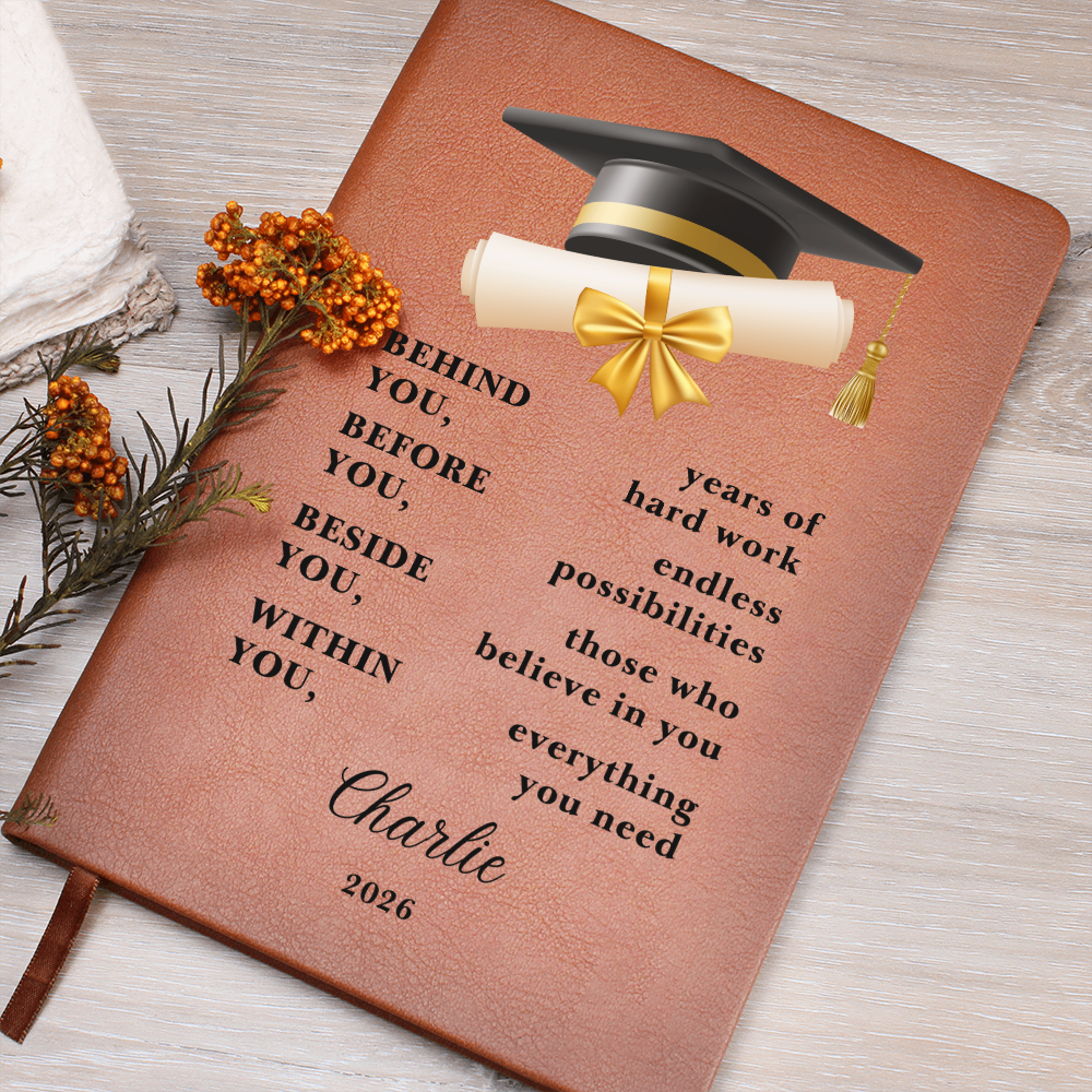 Personalized Graduation Journal Gift  Class of 2026 Leather Notebook | Inspirational Graduate Keepsake