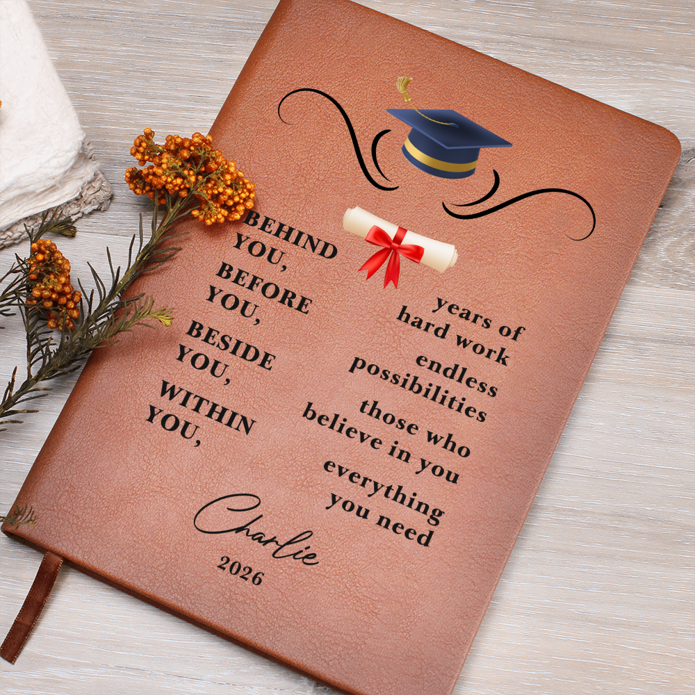 Personalized Vegan Leather Graduation Journal | College Graduate Gift | Custom Keepsake Notebook