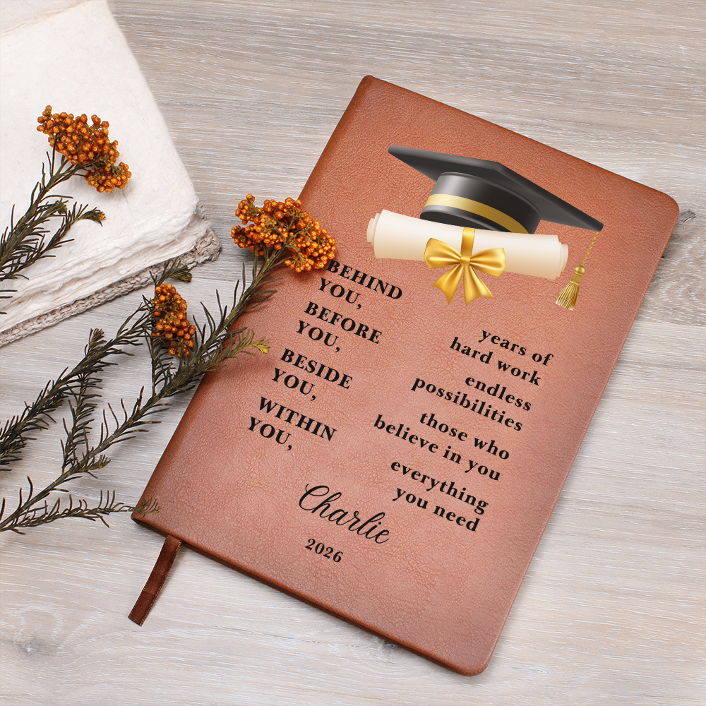 Personalized Graduation Journal Gift  Class of 2026 Leather Notebook | Inspirational Graduate Keepsake