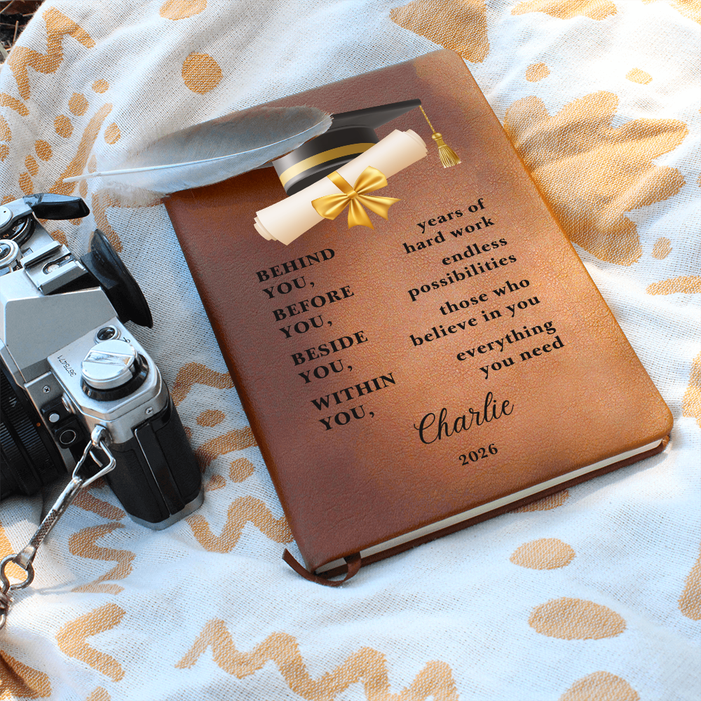 Personalized Graduation Journal Gift  Class of 2026 Leather Notebook | Inspirational Graduate Keepsake