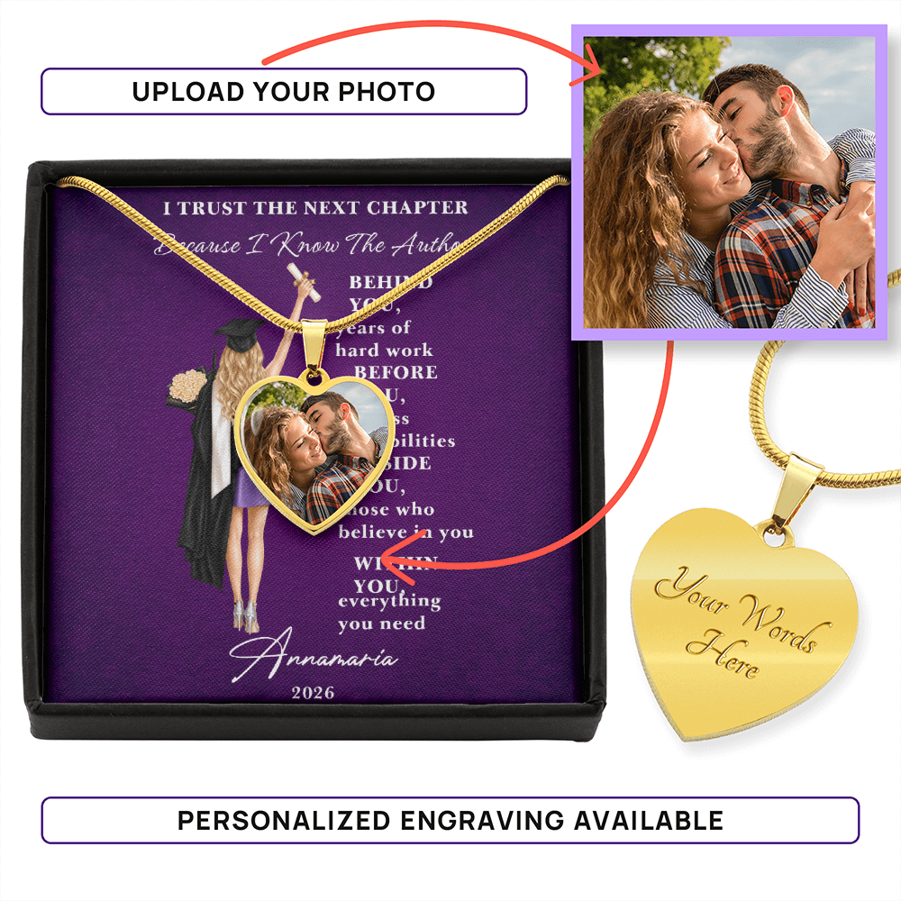 Buyer Upload Heart Necklace Graduation Gift Message Card
