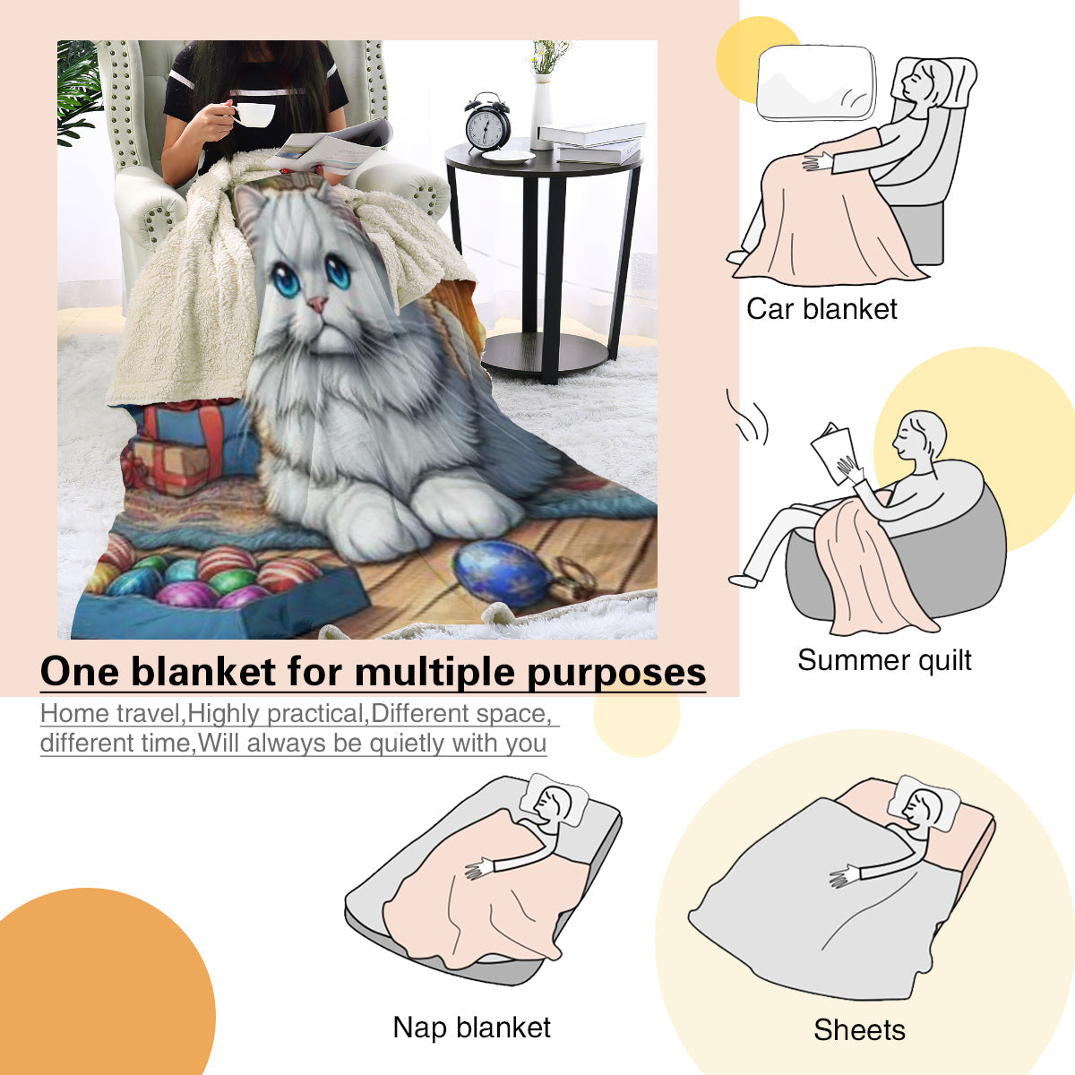 Sherpa Blanket (Vertical Version) | Polyester (Imitation Wool) - wh cat ch1 by ChristmasLoving.Shop