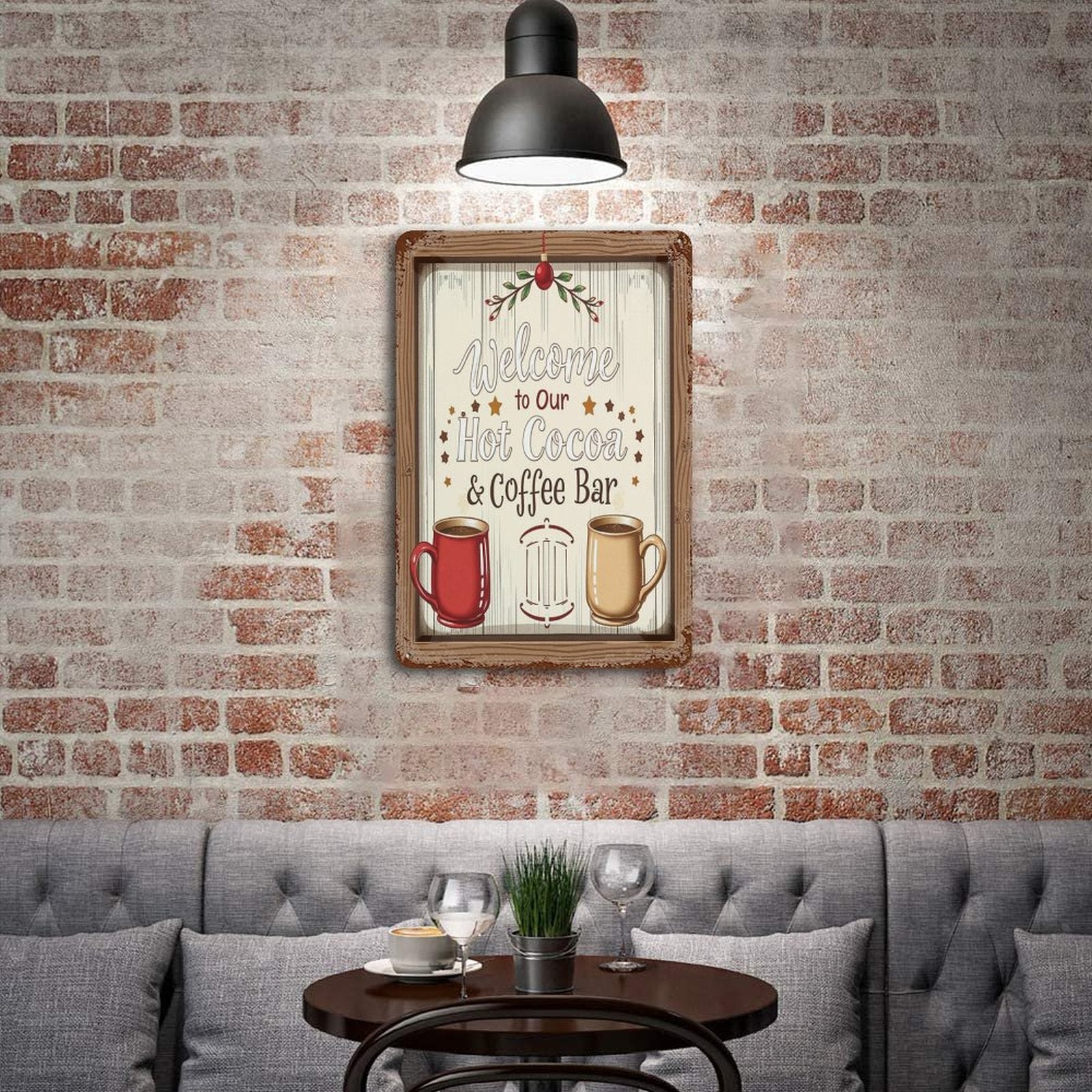Rusted Vintage Metal Wall Art Tin Sign-11.8"x7.9"/ 30x20cm Welcome to our Hot Cocoa & Coffee Bar