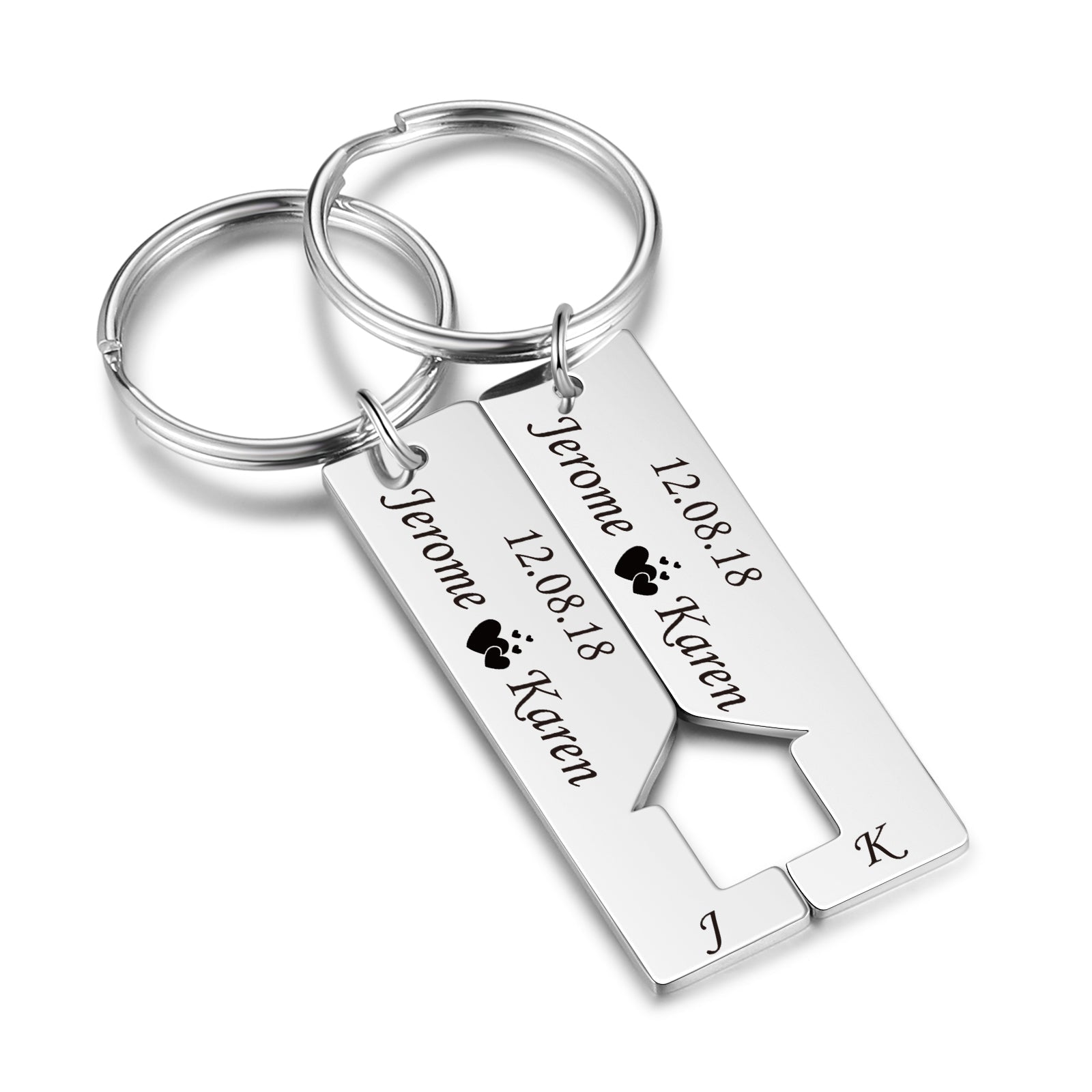 Custom Name Letter Stainless Steel Couple Keychain by cmoffer