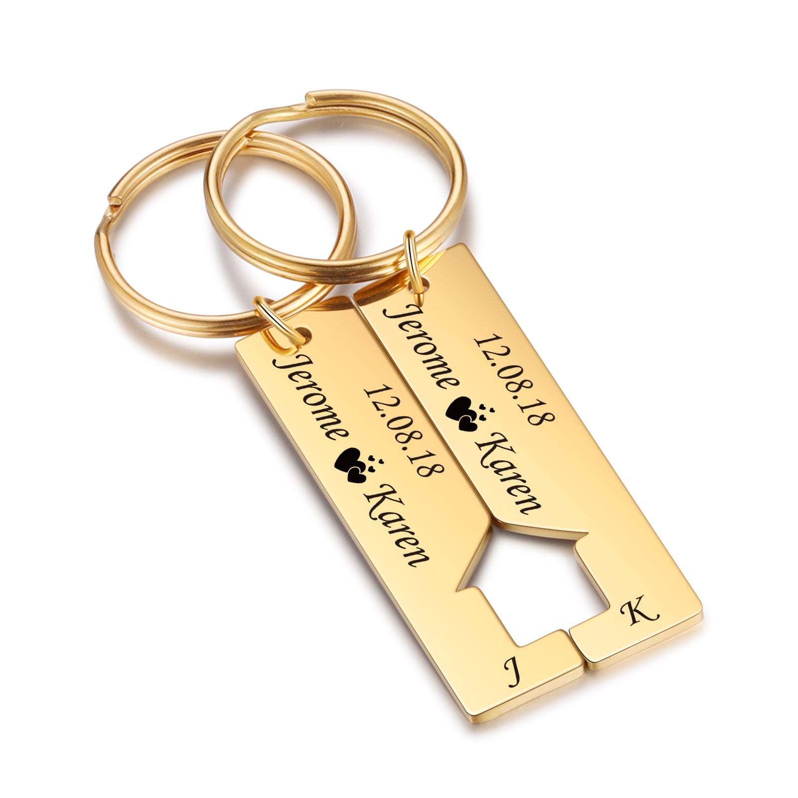 Custom Name Letter Stainless Steel Couple Keychain by cmoffer