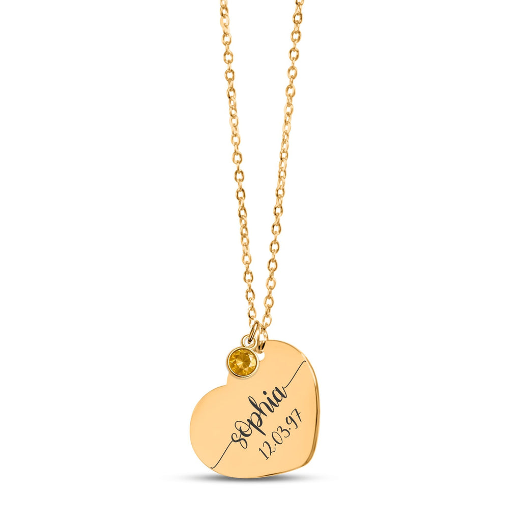 Heart Necklace with Birthstone – Merry Christmas & Happy New Year Message Card Gift by OwnPrint