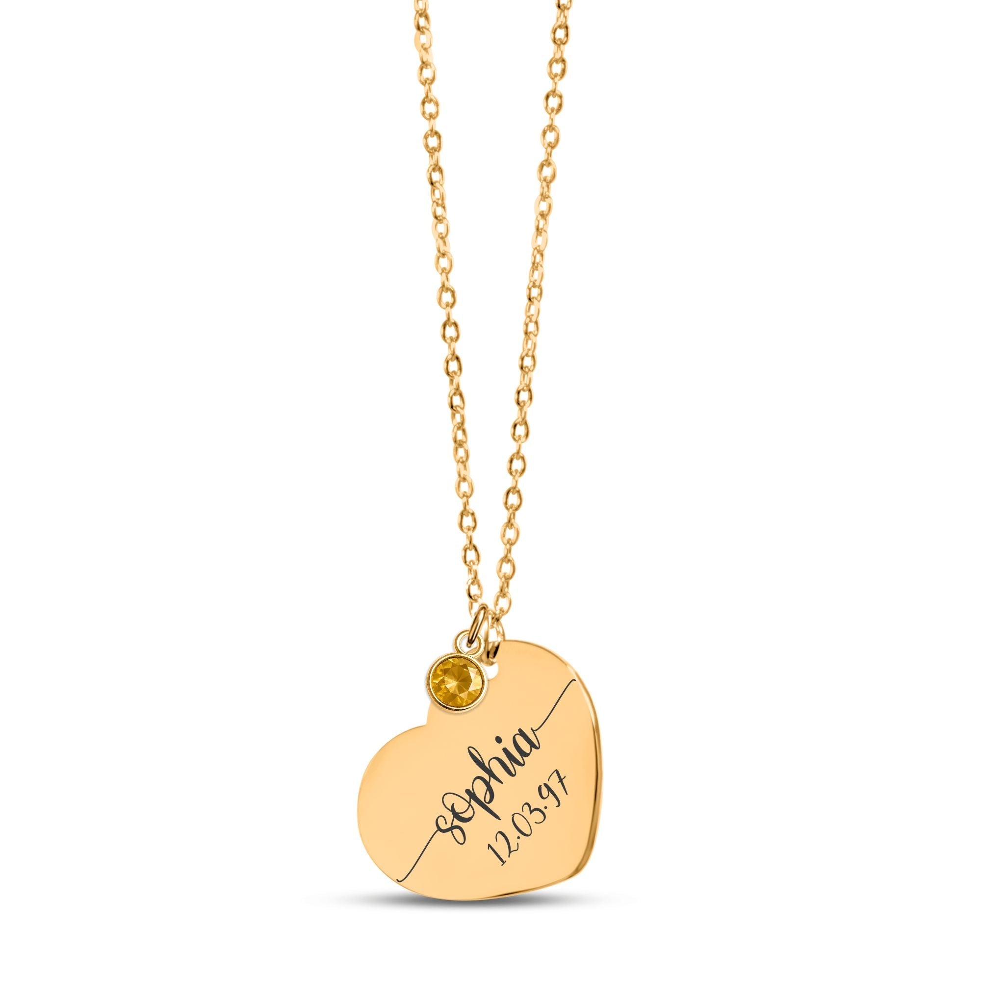 Heart Necklace with Birthstone – Merry Christmas & Happy New Year Message Card Gift by OwnPrint