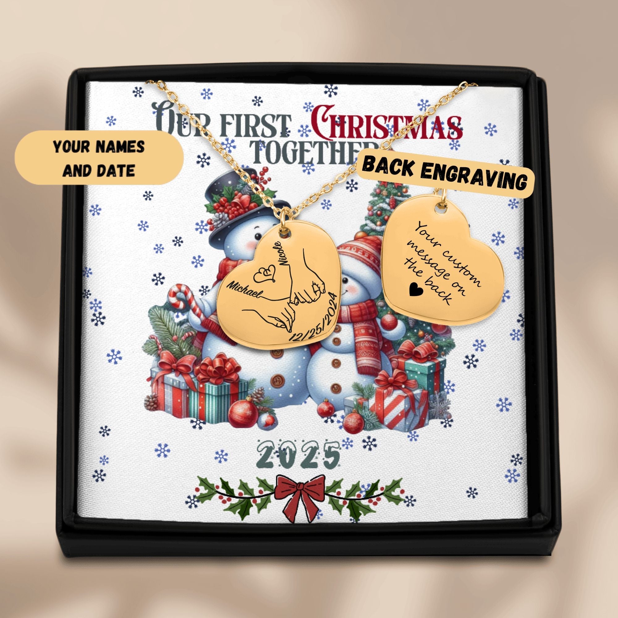 Our First Christmas Together – Personalized Heart Necklace by OwnPrint
