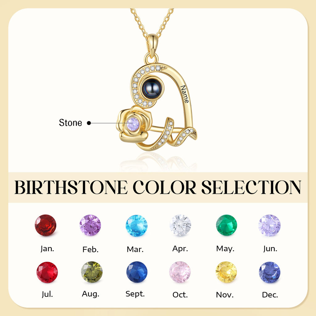 Custom Photo Projection Birthstone Necklace by cmoffer