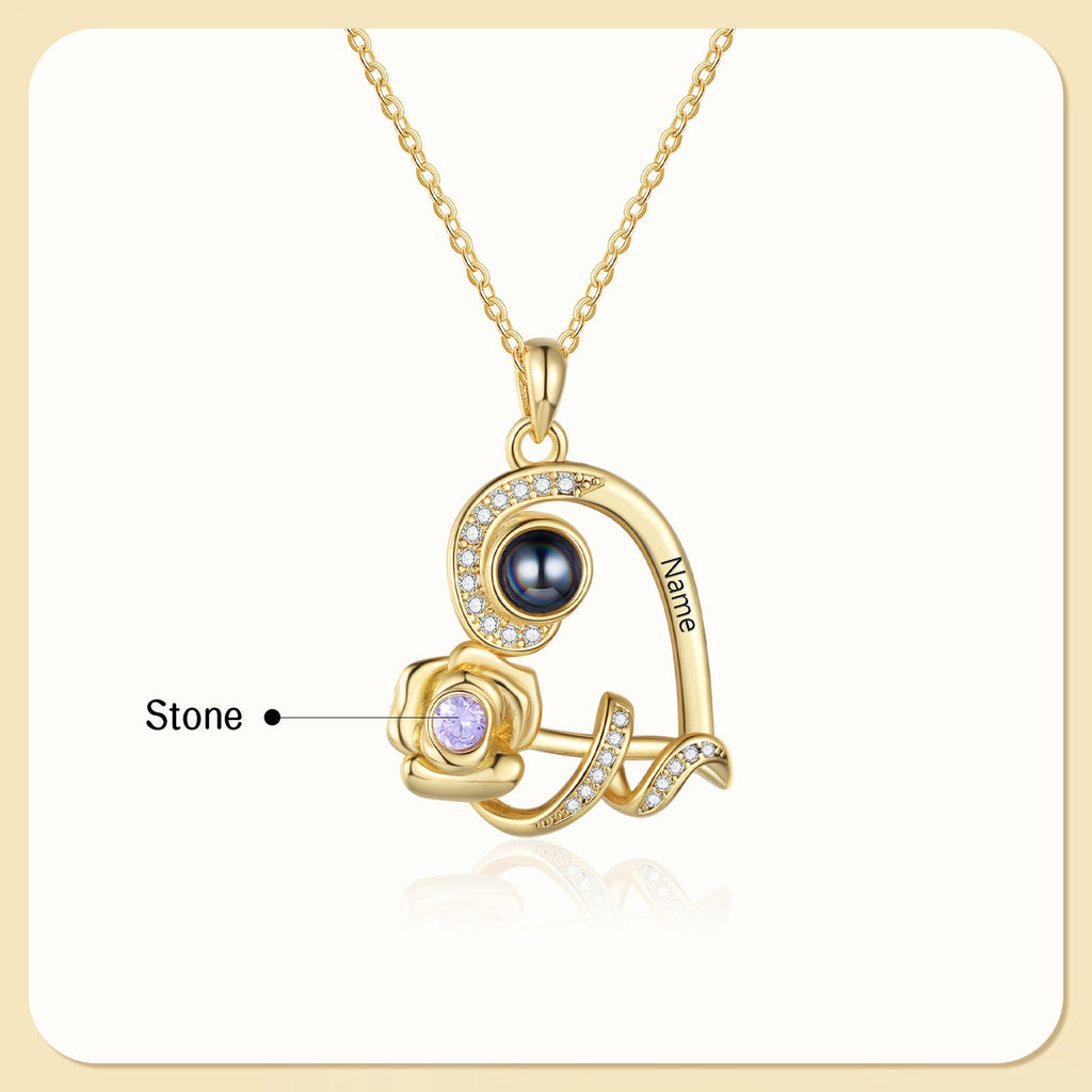 Custom Photo Projection Birthstone Necklace by cmoffer