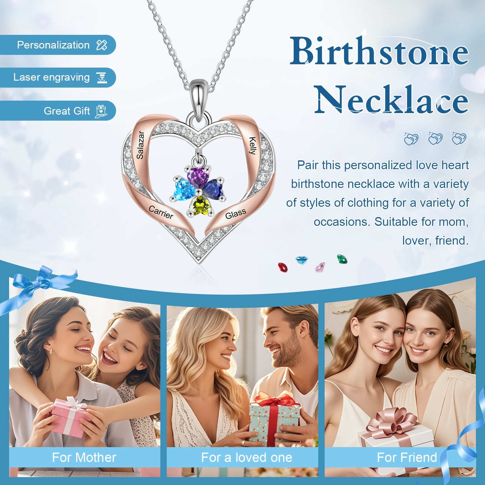 Brass Birthstone Necklace