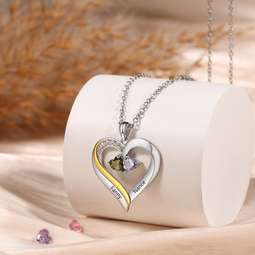 925 Sterling silver Custom Birthstone Engraved Necklace