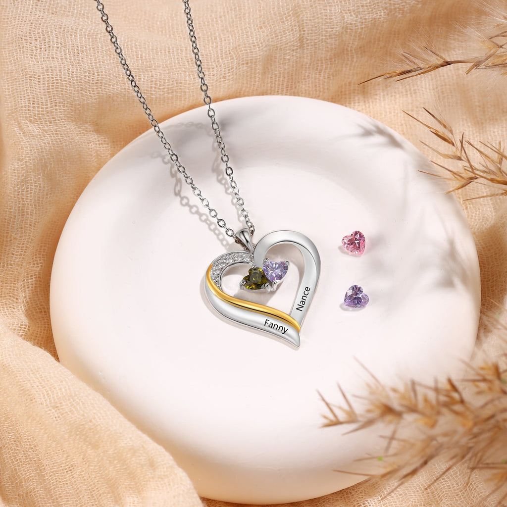 925 Sterling silver Custom Birthstone Engraved Necklace