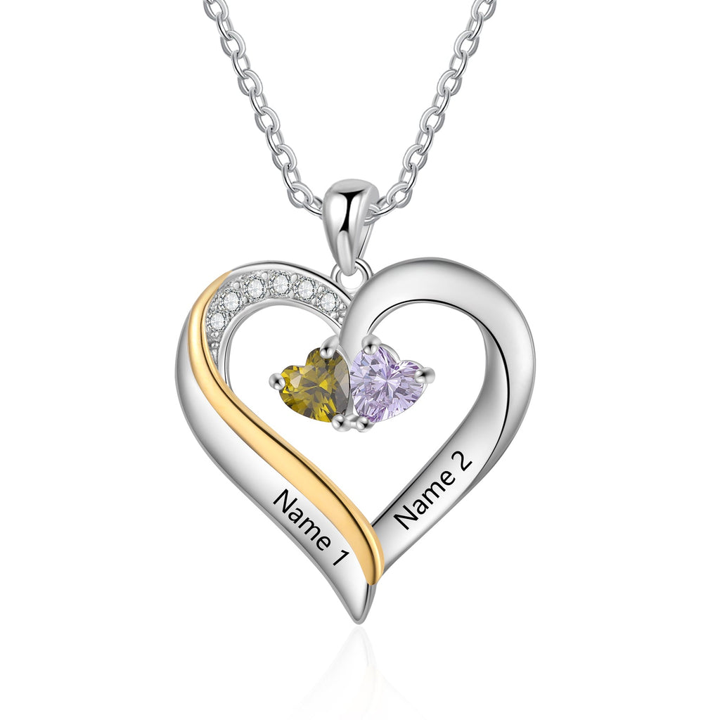 925 Sterling silver Custom Birthstone Engraved Necklace
