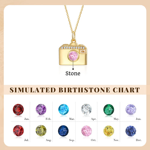 Brass Personalized birthstone & photo necklace
