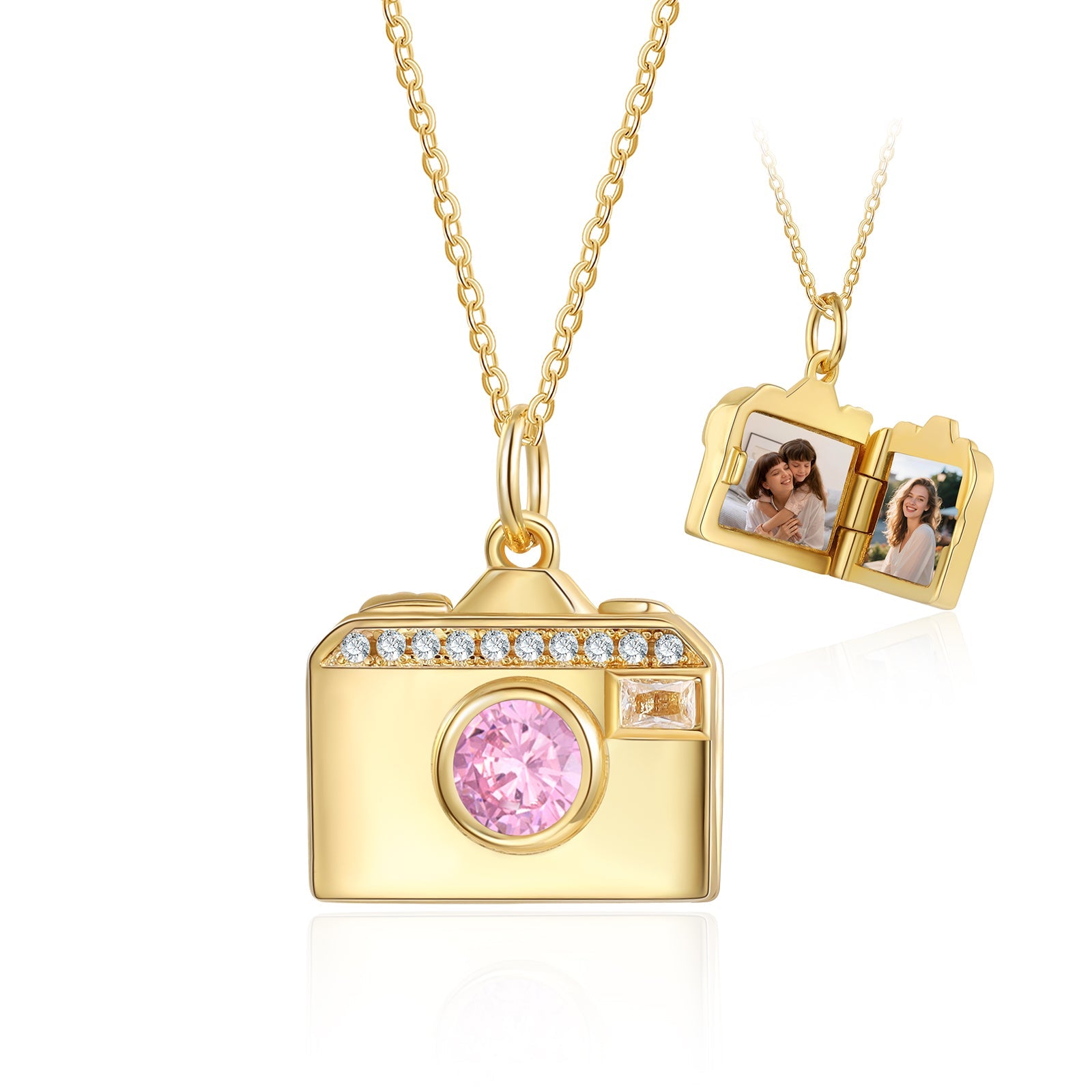Brass Personalized birthstone & photo necklace