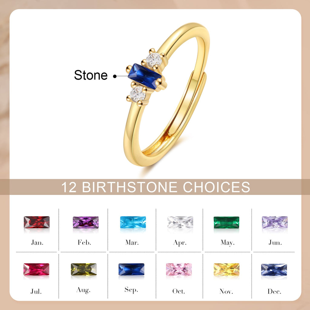 Brass personalized birthstone ring