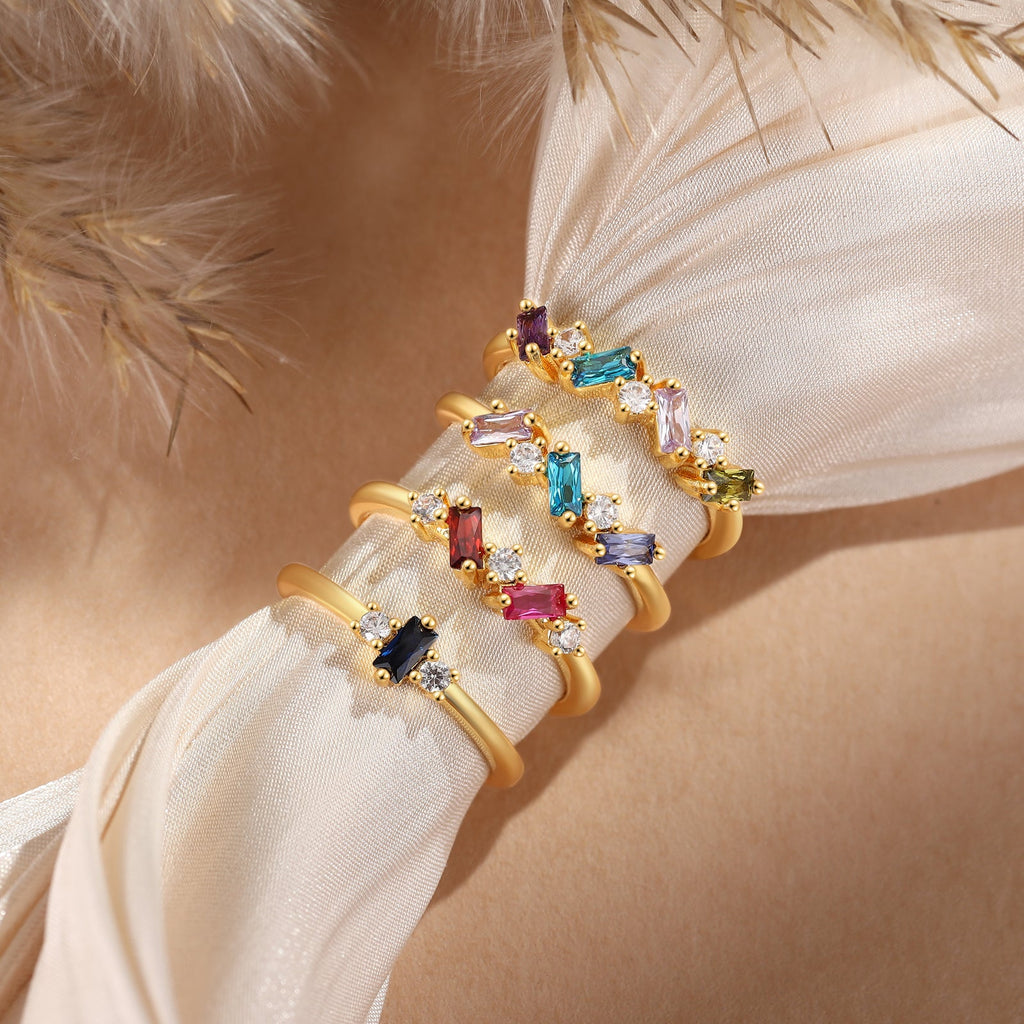 Brass personalized birthstone ring