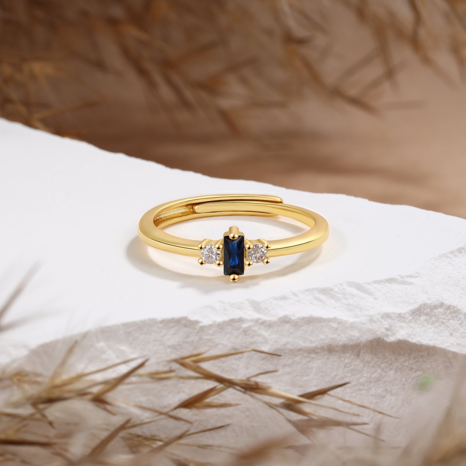 Brass personalized birthstone ring