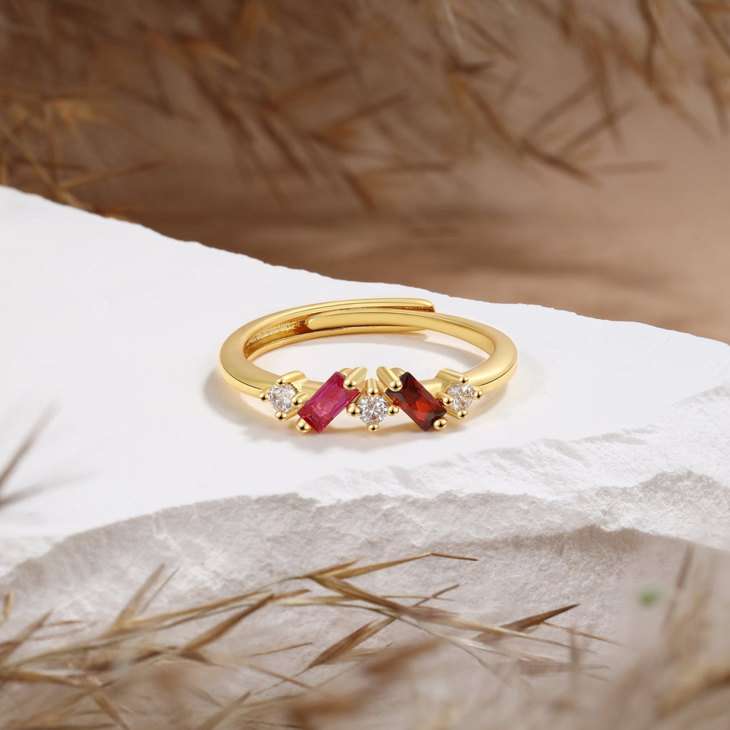 Brass personalized birthstone ring