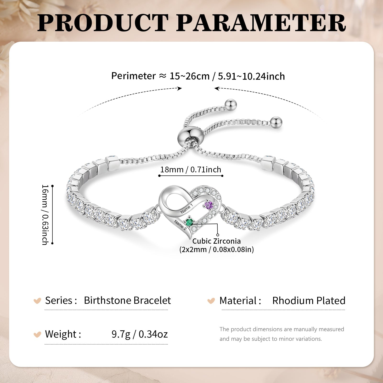 Brass personalized birthstone bracelets